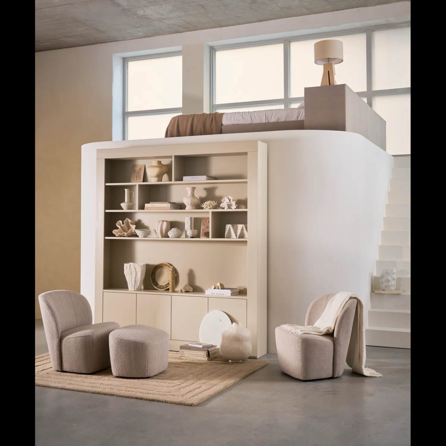 Ronde Fauteuils-vtwonen Lofty Bouclé Fauteuil Natural