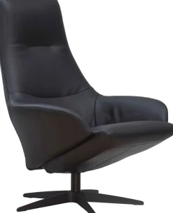 Leren Fauteuils|Relaxfauteuils-Gealux Lucid Relaxfauteuil + Hocker Zwart