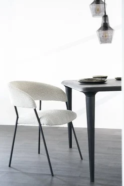 Eetkamerstoelen Met Armleuning-Eleonora Luka Eetkamerstoel Beige