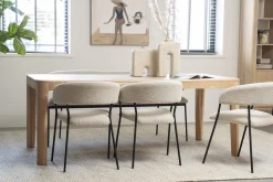 Eetkamerstoelen Met Armleuning-Eleonora Luka Eetkamerstoel Beige