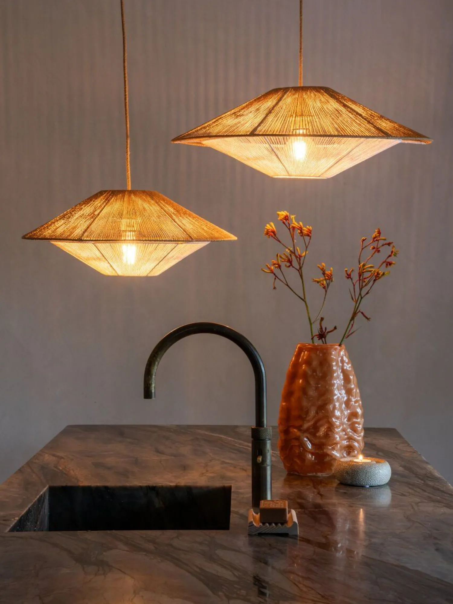 Hanglampen|Hanglampen-Good&Mojo Lumbini L Hanglamp Natural, White