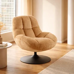 Draaifauteuils-Feelings Wonen Luna Draaifauteuil Caramel