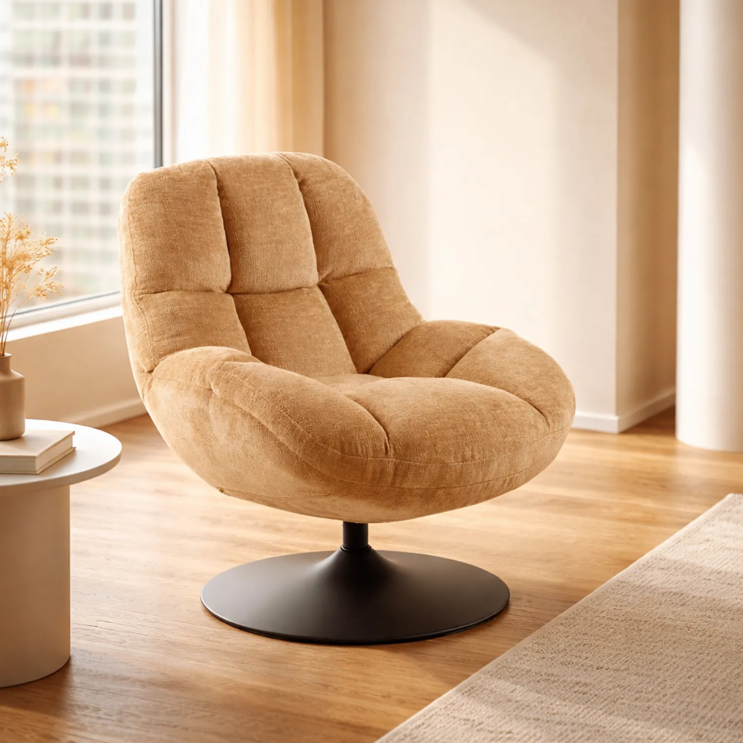 Draaifauteuils-Feelings Wonen Luna Draaifauteuil Caramel