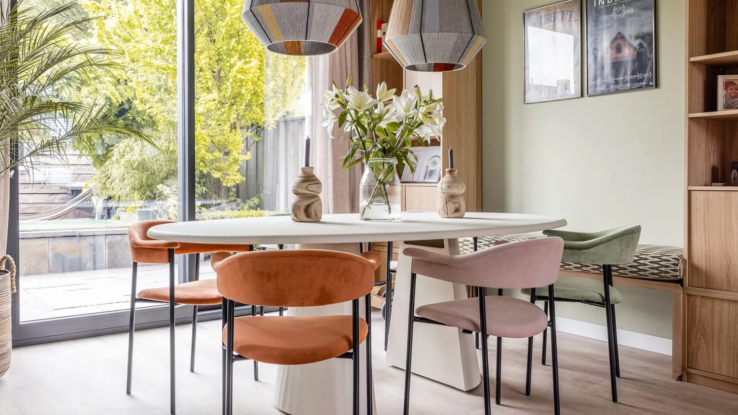 Houten Eettafels|Ovale Eettafels-XOOON Lund Cone Nebbia Eettafel Stone Skin