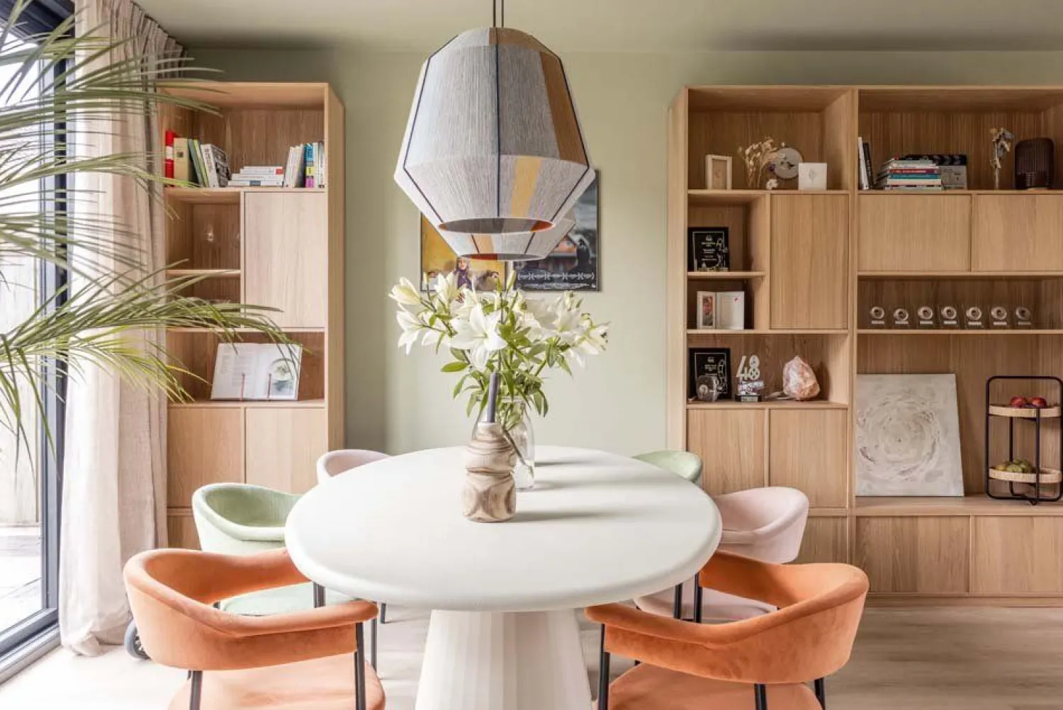 Houten Eettafels|Ovale Eettafels-XOOON Lund Cone Nebbia Eettafel Stone Skin