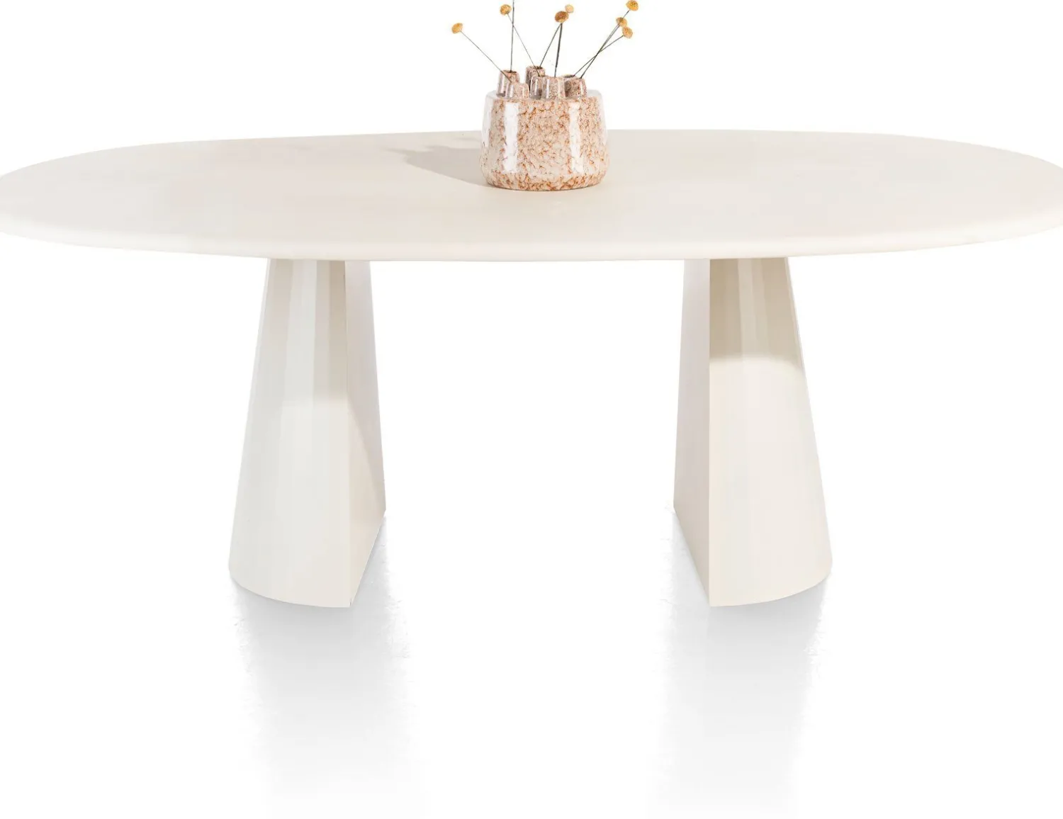 Houten Eettafels|Ovale Eettafels-XOOON Lund Cone Nebbia Eettafel Stone Skin