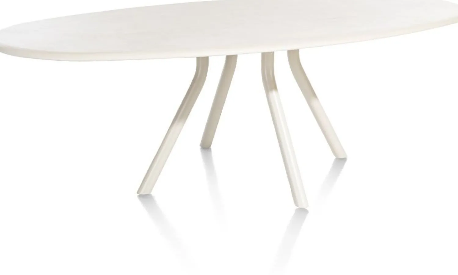 Houten Eettafels|Ovale Eettafels-XOOON Lund 4-poot Nebbia Eettafel Stone Skin