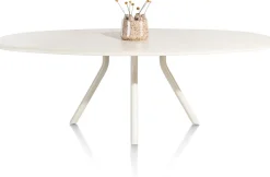 Houten Eettafels|Ovale Eettafels-XOOON Lund 4-poot Nebbia Eettafel Stone Skin