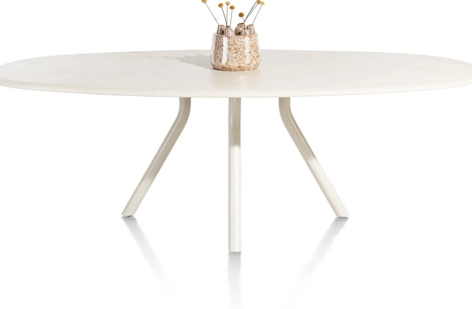 Houten Eettafels|Ovale Eettafels-XOOON Lund 4-poot Nebbia Eettafel Stone Skin