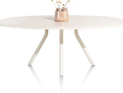 Houten Eettafels|Ovale Eettafels-XOOON Lund 4-poot Nebbia Eettafel Stone Skin