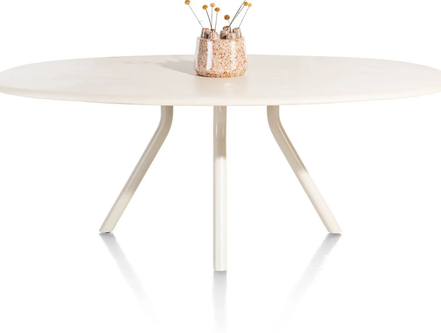Houten Eettafels|Ovale Eettafels-XOOON Lund 4-poot Nebbia Eettafel Stone Skin