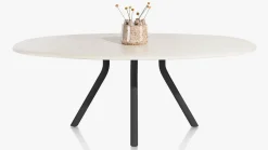 Houten Eettafels|Ovale Eettafels-XOOON Lund 4-poot Off Black Eettafel Stone Skin