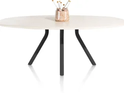 Houten Eettafels|Ovale Eettafels-XOOON Lund 4-poot Off Black Eettafel Stone Skin