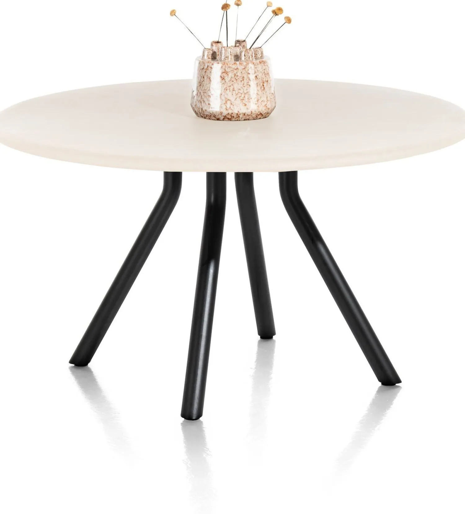 Houten Eettafels|Ronde Eettafels-XOOON Lund 4-poot Rond Eettafel Stone Skin