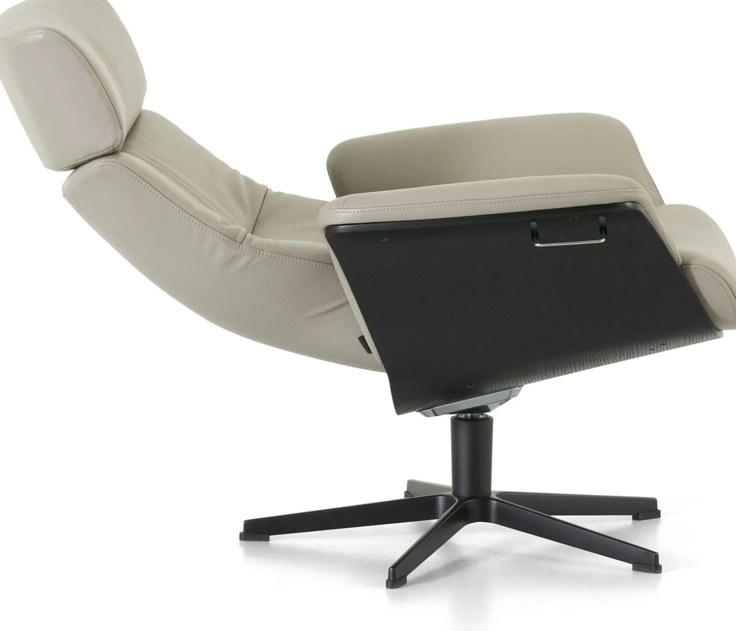 Leren Fauteuils|Relaxfauteuils-Montèl Luxor Relaxfauteuil + Hocker Cement