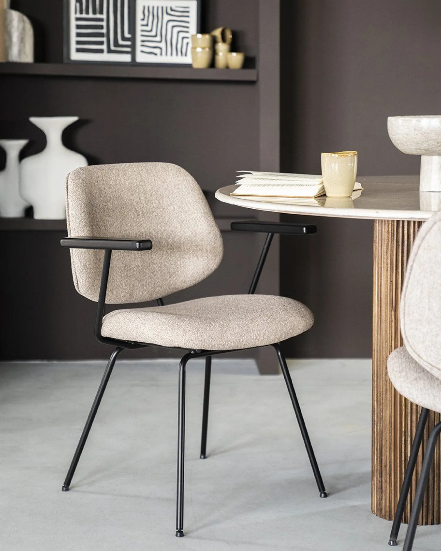 Eetkamerstoelen Met Armleuning-Eleonora Lynn Armstoel Roze