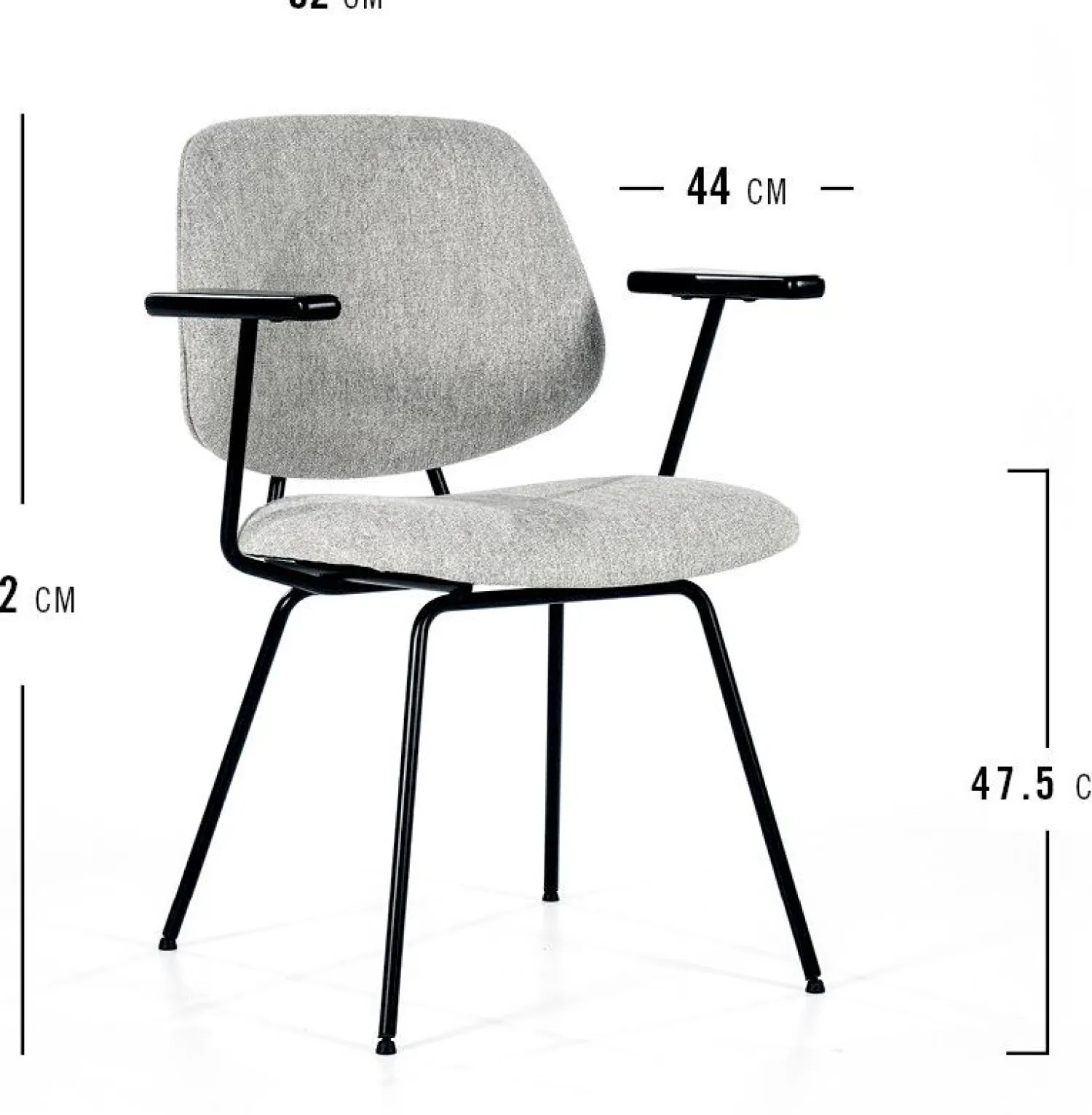 Eetkamerstoelen Met Armleuning-Eleonora Lynn Armstoel Grijs