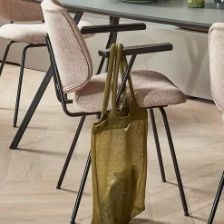 Eetkamerstoelen Met Armleuning-Eleonora Lynn Armstoel Beige