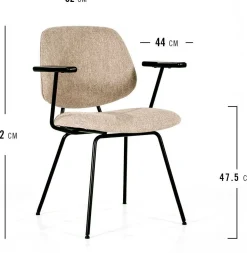 Eetkamerstoelen Met Armleuning-Eleonora Lynn Armstoel Beige
