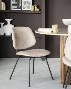 Eetkamerstoelen Zonder Armleuning-Eleonora Lynn Eetkamerstoel Beige