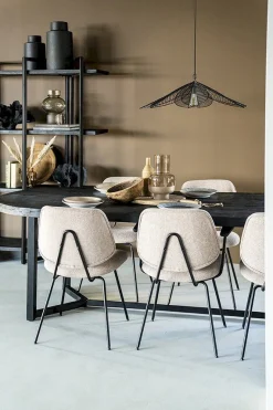 Eetkamerstoelen Zonder Armleuning-Eleonora Lynn Eetkamerstoel Beige