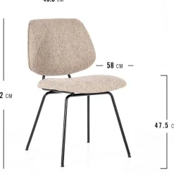 Eetkamerstoelen Zonder Armleuning-Eleonora Lynn Eetkamerstoel Beige