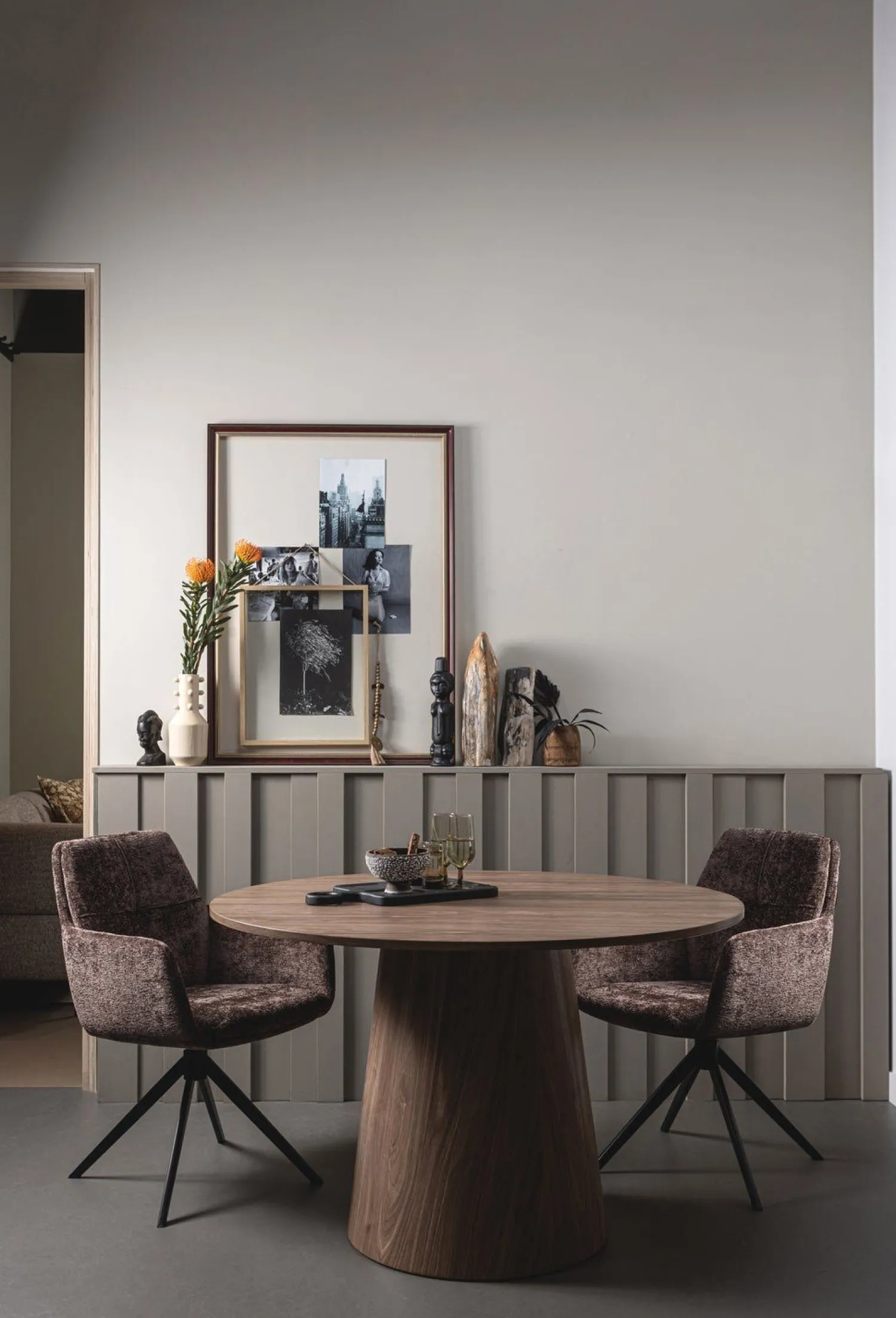 Ronde Eettafels-WOOOD Maan Eettafel Walnut