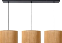 Hanglampen|Hanglampen-Lucide Magius Hanglamp Naturel, Zwart