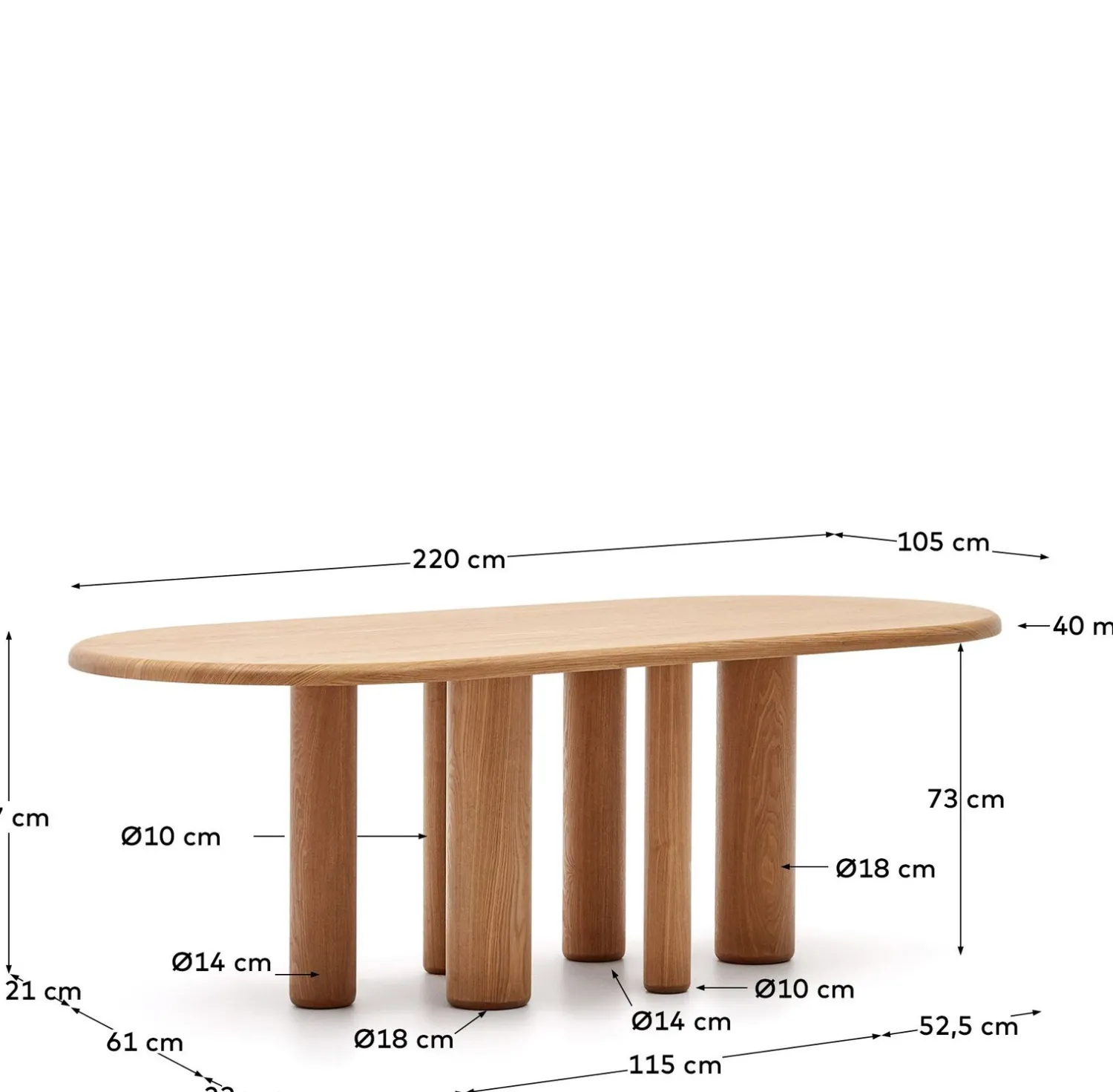 Houten Eettafels-Kave Home Mailen Eettafel Naturel