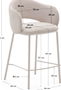 Stoffen Barkrukken|Barkrukken Met Armleuning-Kave Home Maina Barstoel Beige