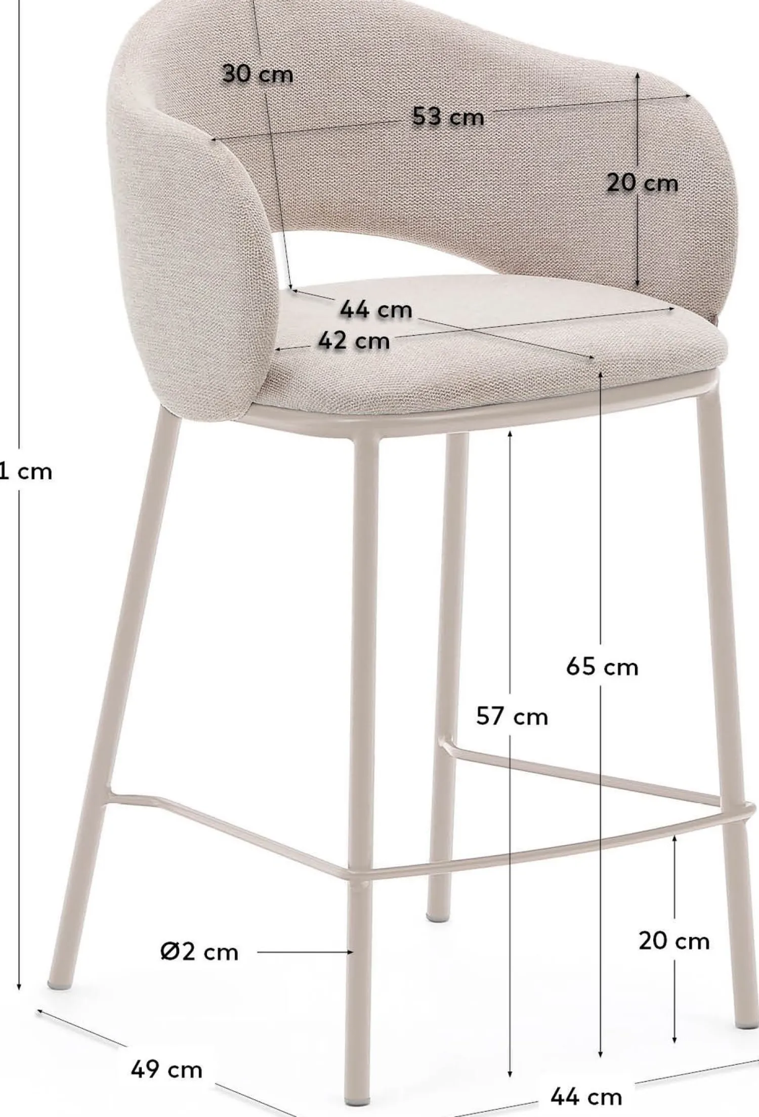 Stoffen Barkrukken|Barkrukken Met Armleuning-Kave Home Maina Barstoel Beige