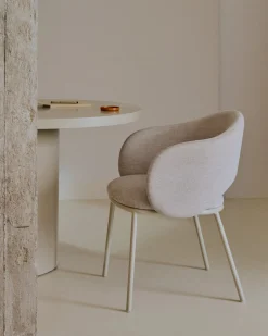 Eetkamerstoelen Met Armleuning-Kave Home Maina Eetkamerstoel Beige