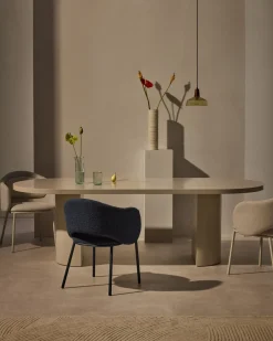 Eetkamerstoelen Met Armleuning-Kave Home Maina Eetkamerstoel Blauw
