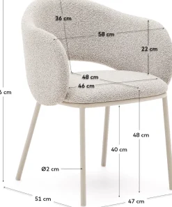 Eetkamerstoelen Met Armleuning-Kave Home Maina Eetkamerstoel Creme