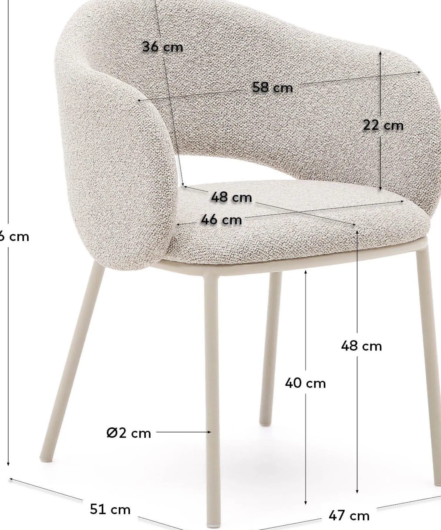 Eetkamerstoelen Met Armleuning-Kave Home Maina Eetkamerstoel Creme