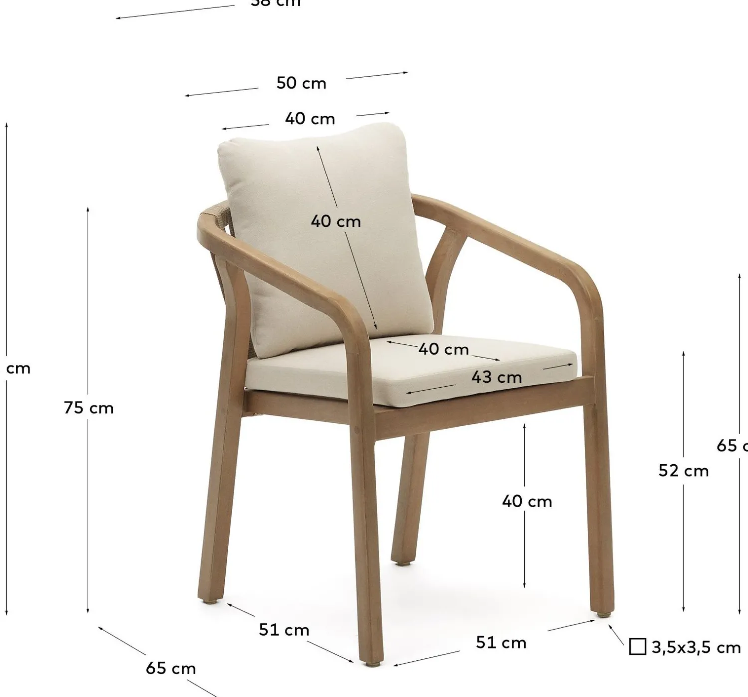 Tuinstoelen|Eetkamerstoelen Met Armleuning-Kave Home Malaret Tuinstoel Beige, Naturel