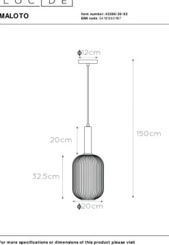 Glazen Hanglampen|Glazen Hanglampen-Lucide Maloto Hanglamp Goud
