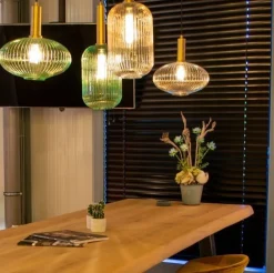 Glazen Hanglampen|Glazen Hanglampen-Lucide Maloto Hanglamp Goud