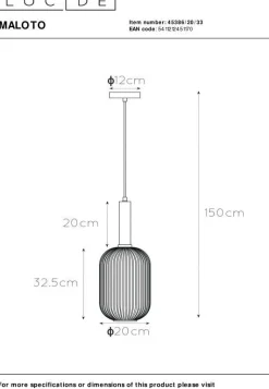Glazen Hanglampen|Glazen Hanglampen-Lucide Maloto Hanglamp Groen