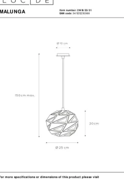Moderne Hanglampen|Moderne Hanglampen-Lucide Malunga Hanglamp Wit