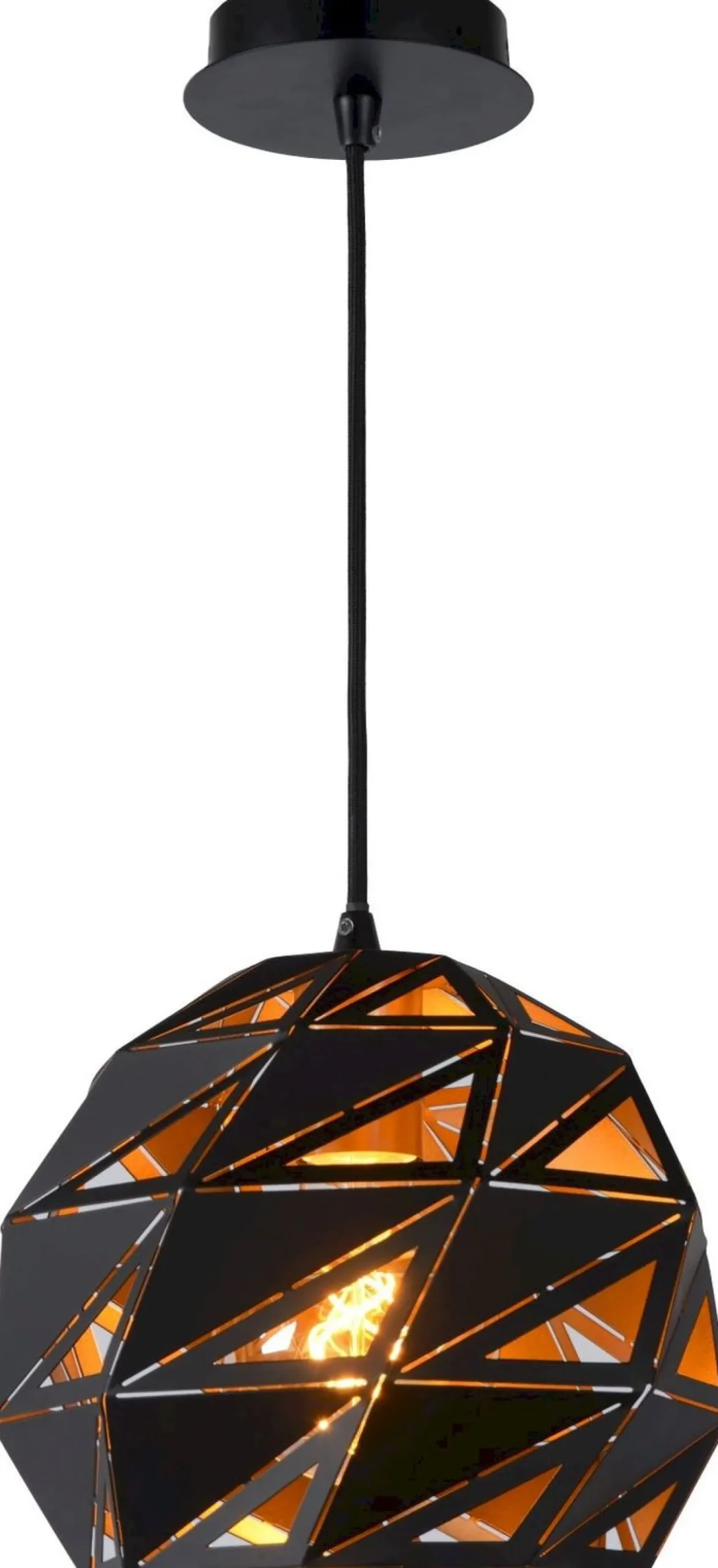 Industriële Hanglampen|Industriële Hanglampen-Lucide Malunga Hanglamp Zwart, Goud