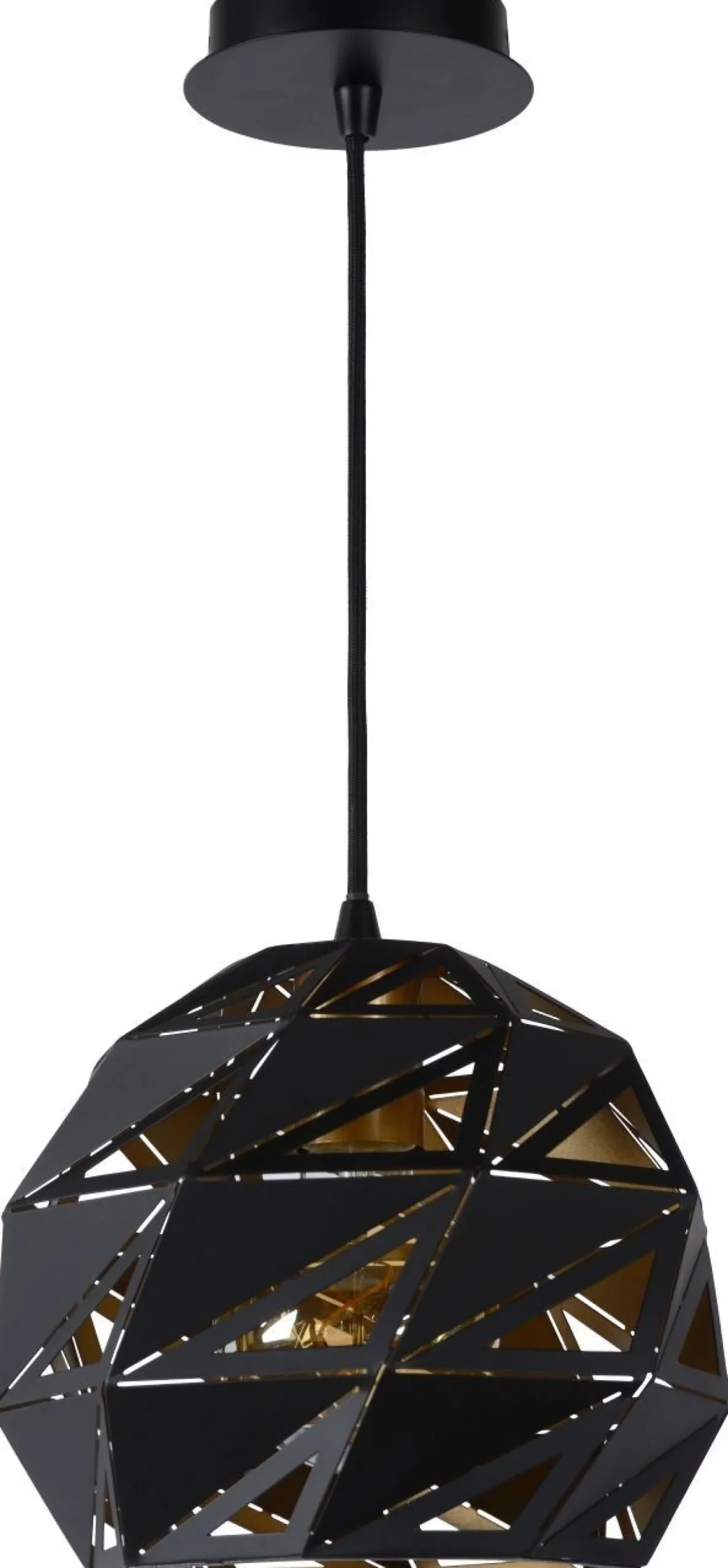 Industriële Hanglampen|Industriële Hanglampen-Lucide Malunga Hanglamp Zwart, Goud