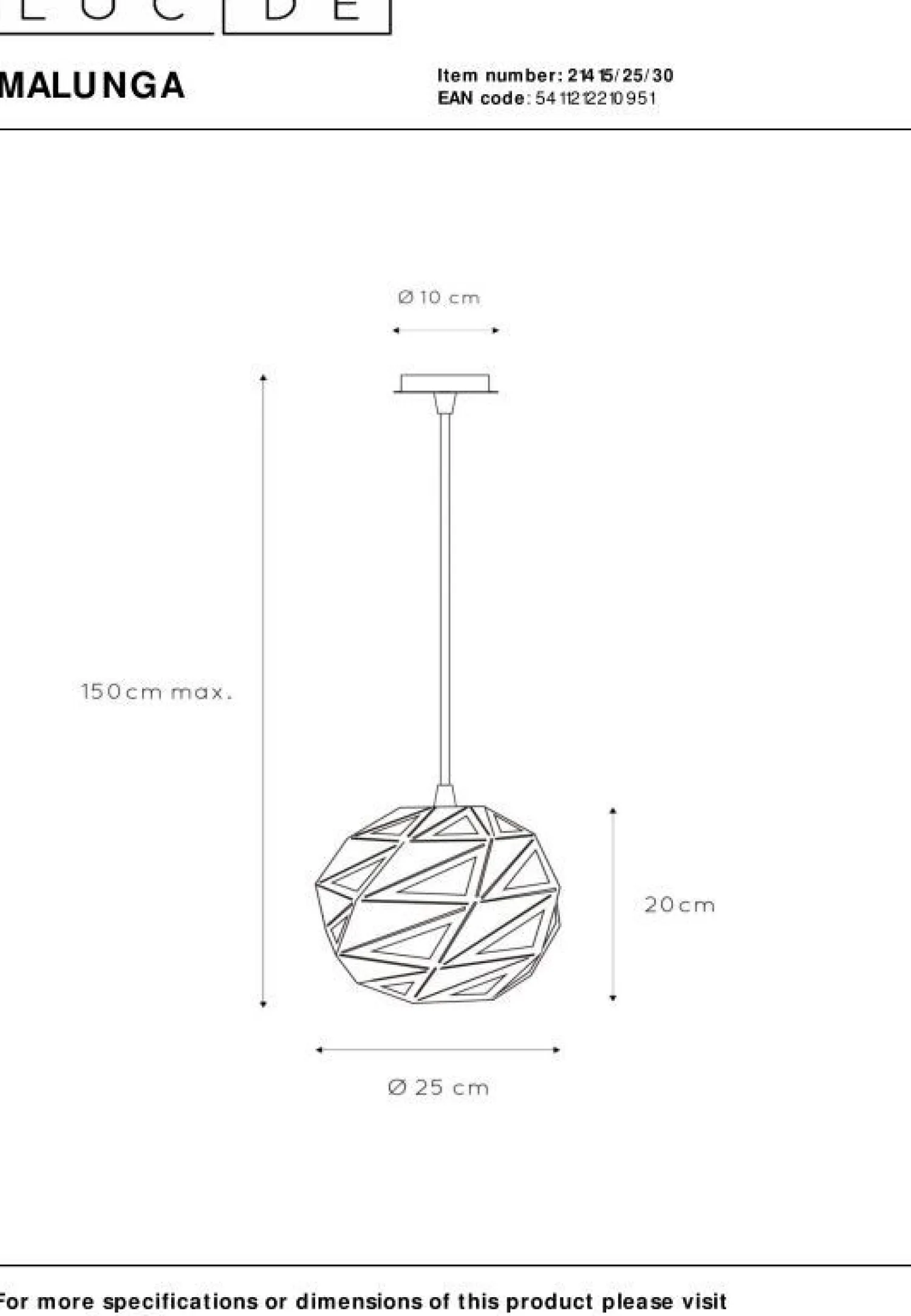Industriële Hanglampen|Industriële Hanglampen-Lucide Malunga Hanglamp Zwart, Goud