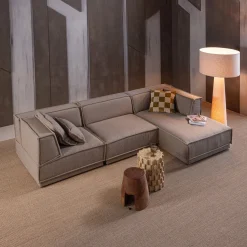 Hoekbanken-WOOOD Manu Grove Chenille Hoekbank Naturel