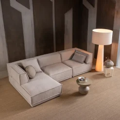 Hoekbanken-WOOOD Manu Grove Chenille Hoekbank Naturel