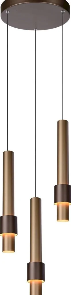 Hanglampen|Hanglampen-Lucide Margary Koffie Hanglamp Koffie, Goud