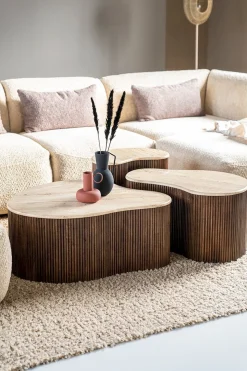 Houten Bijzettafels-Eleonora Mari Bijzettafel Beige, Bruin