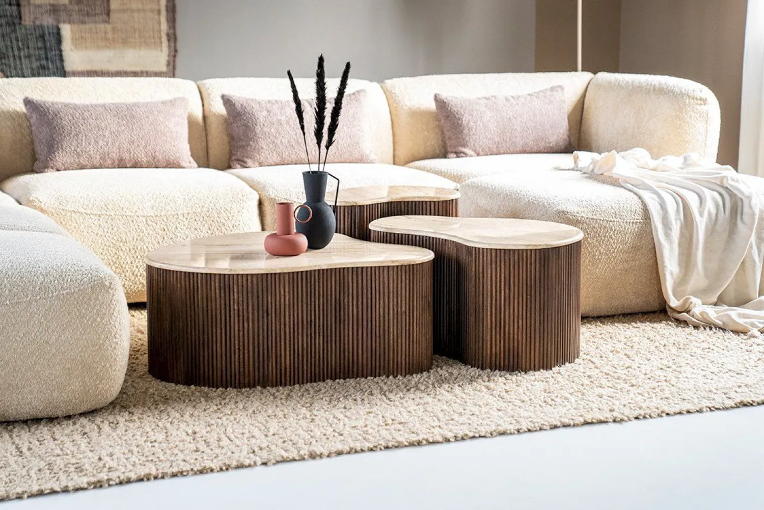 Houten Bijzettafels-Eleonora Mari Bijzettafel Beige, Bruin