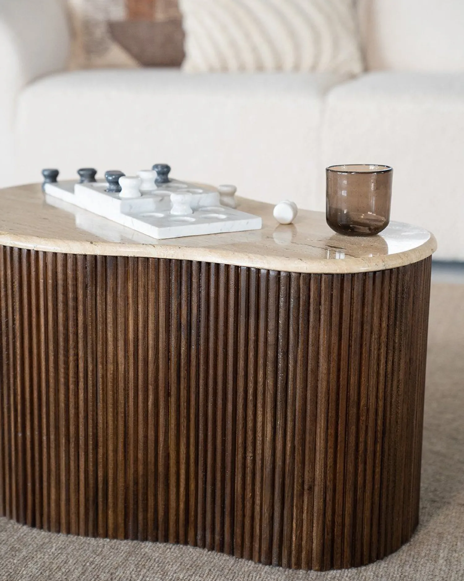 Houten Salontafels|Organische Salontafels-Eleonora Mari Salontafel Beige, Bruin
