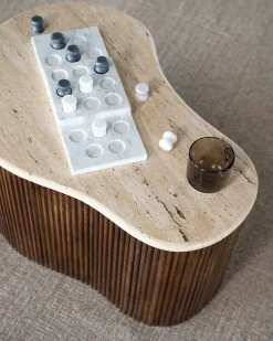 Houten Salontafels|Organische Salontafels-Eleonora Mari Salontafel Beige, Bruin